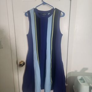 Blue and Black Sleeveless Dress